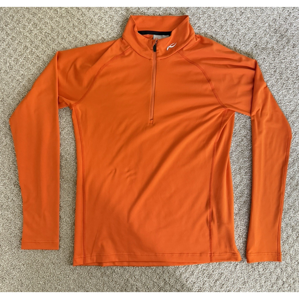 Kjus Men 2nd Skin‎ Halfzip Orange MS25-A09 Long Sleeve Pullover Size 48 S Small